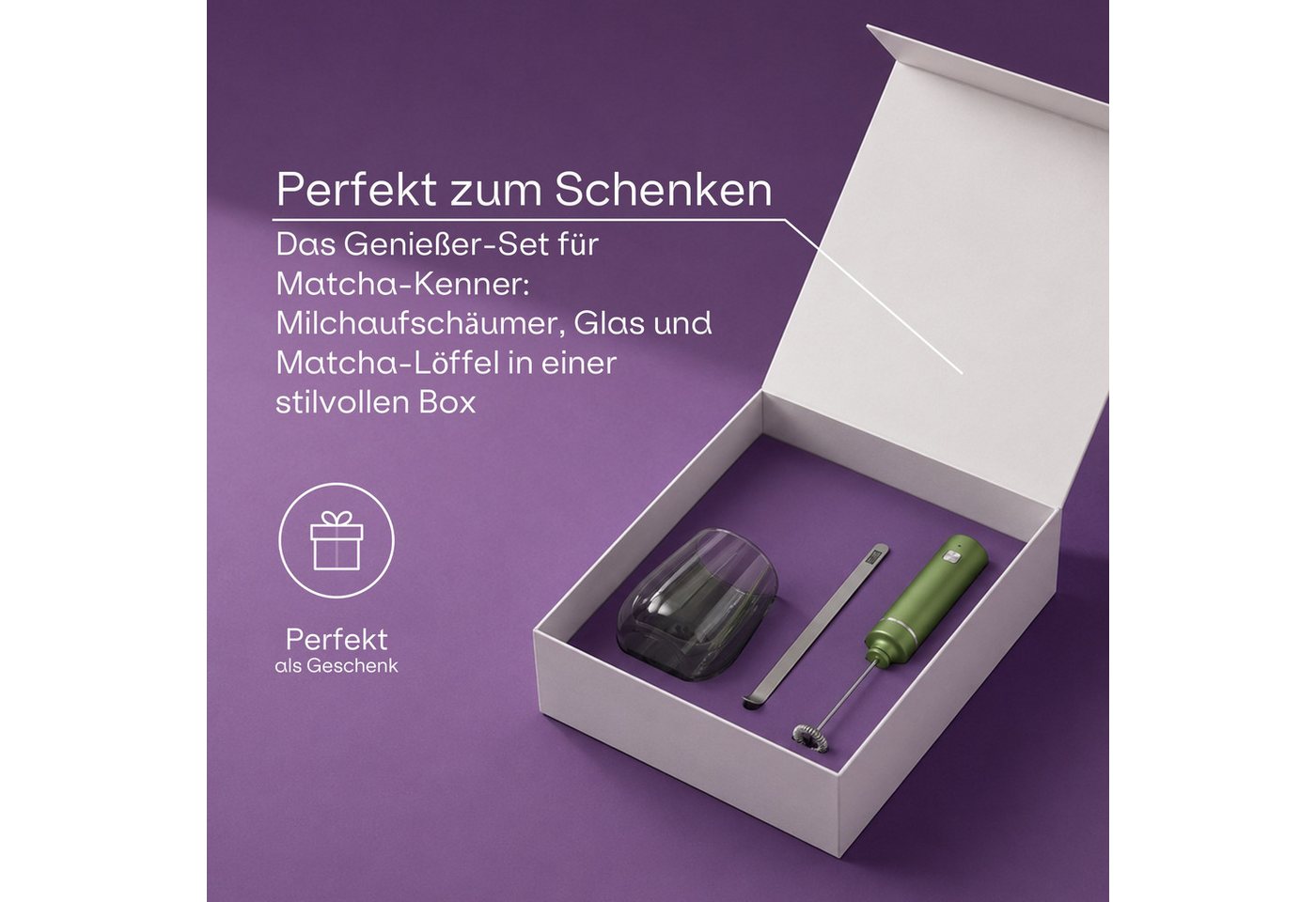 AdHoc Milchaufschäumer Matcha-Genießer-Set Chado, mit Glas und Löffel Bild 3