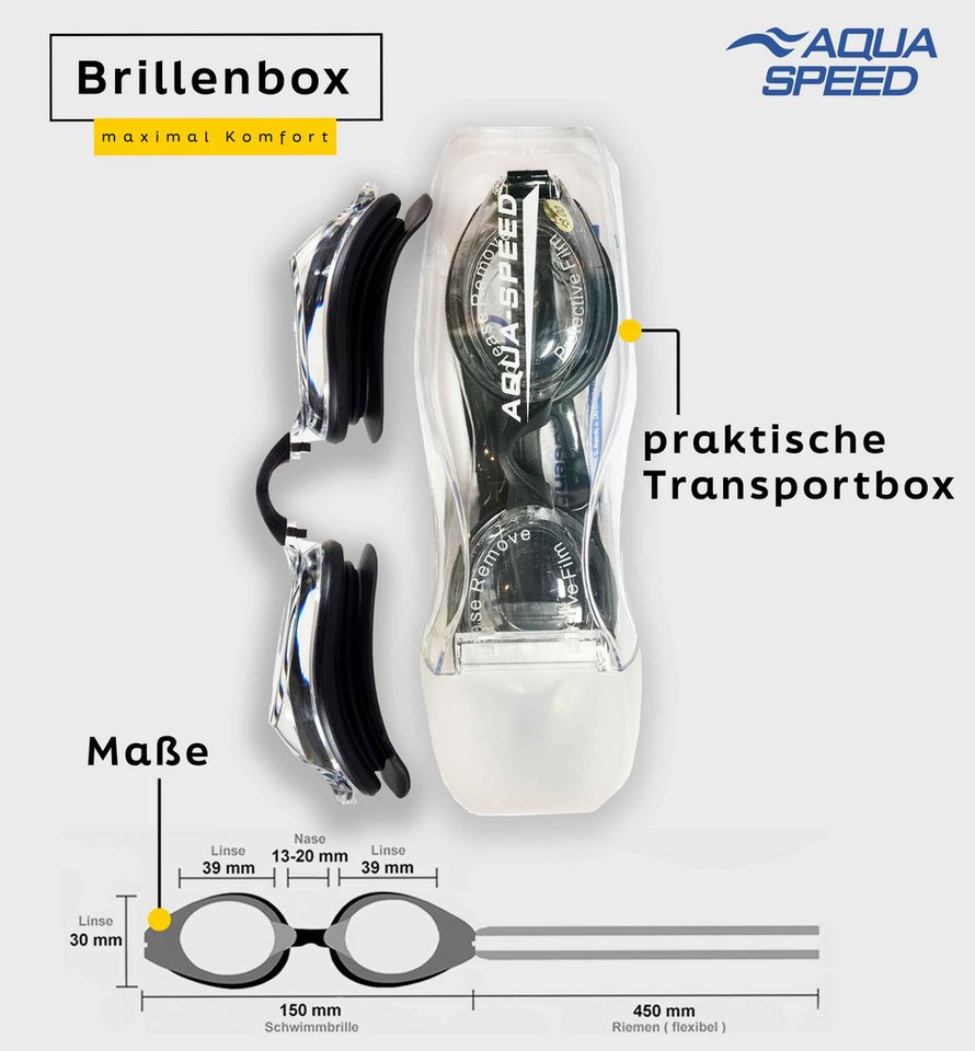 Aqua Speed Schwimmbrille mit Sehstärke für Kurzsichtige Dioptrien: -4.0 inkl. Box, (Lumina schwarz ungetönte Gläser -4,0), Strömungsoptimiertes Profil reduzierter Widerstand Bild 2
