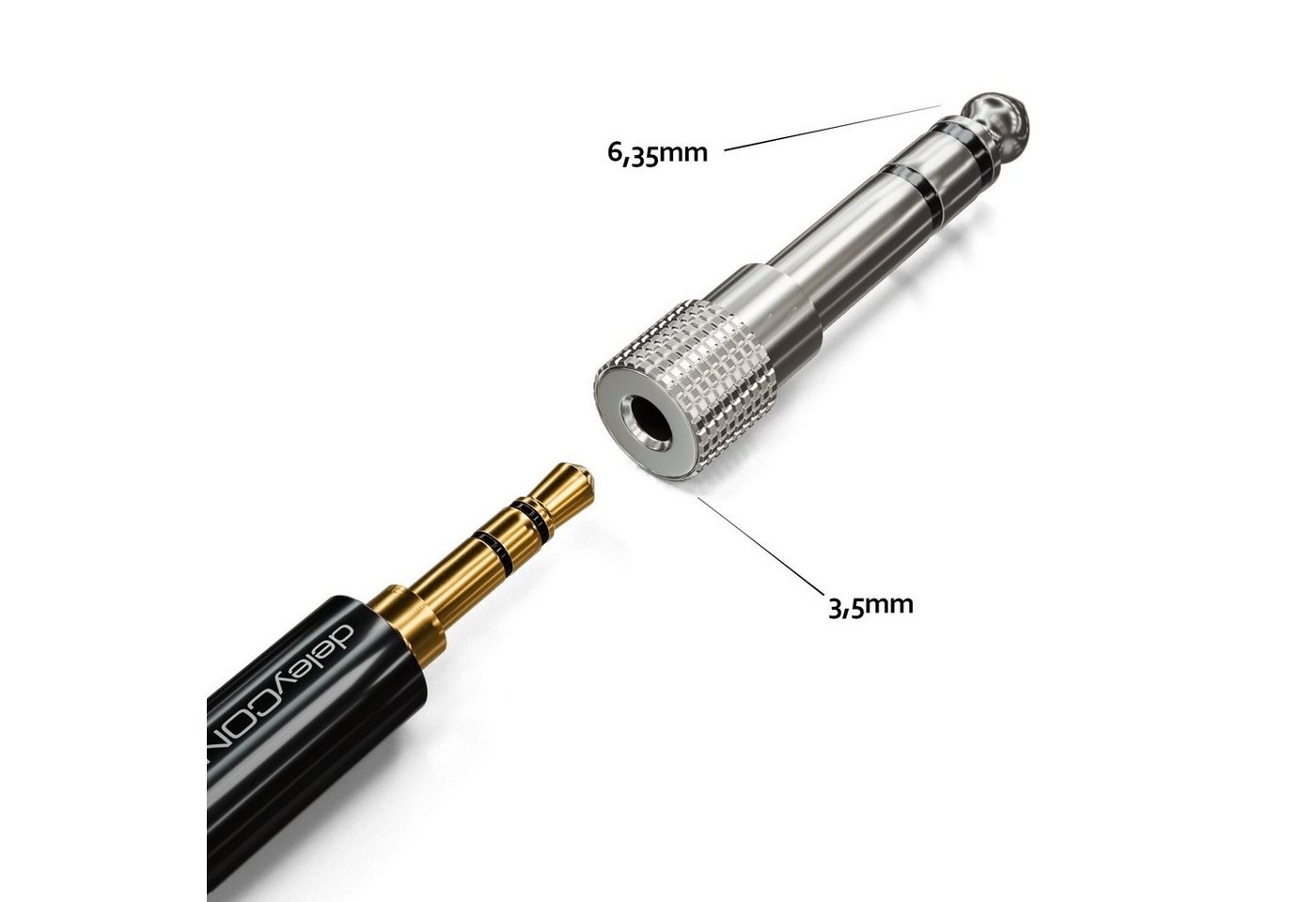 deleyCON deleyCON 2x Stereo Audio Klinke Adapter 6,3mm Klinken Stecker auf Audio-Kabel Bild 5