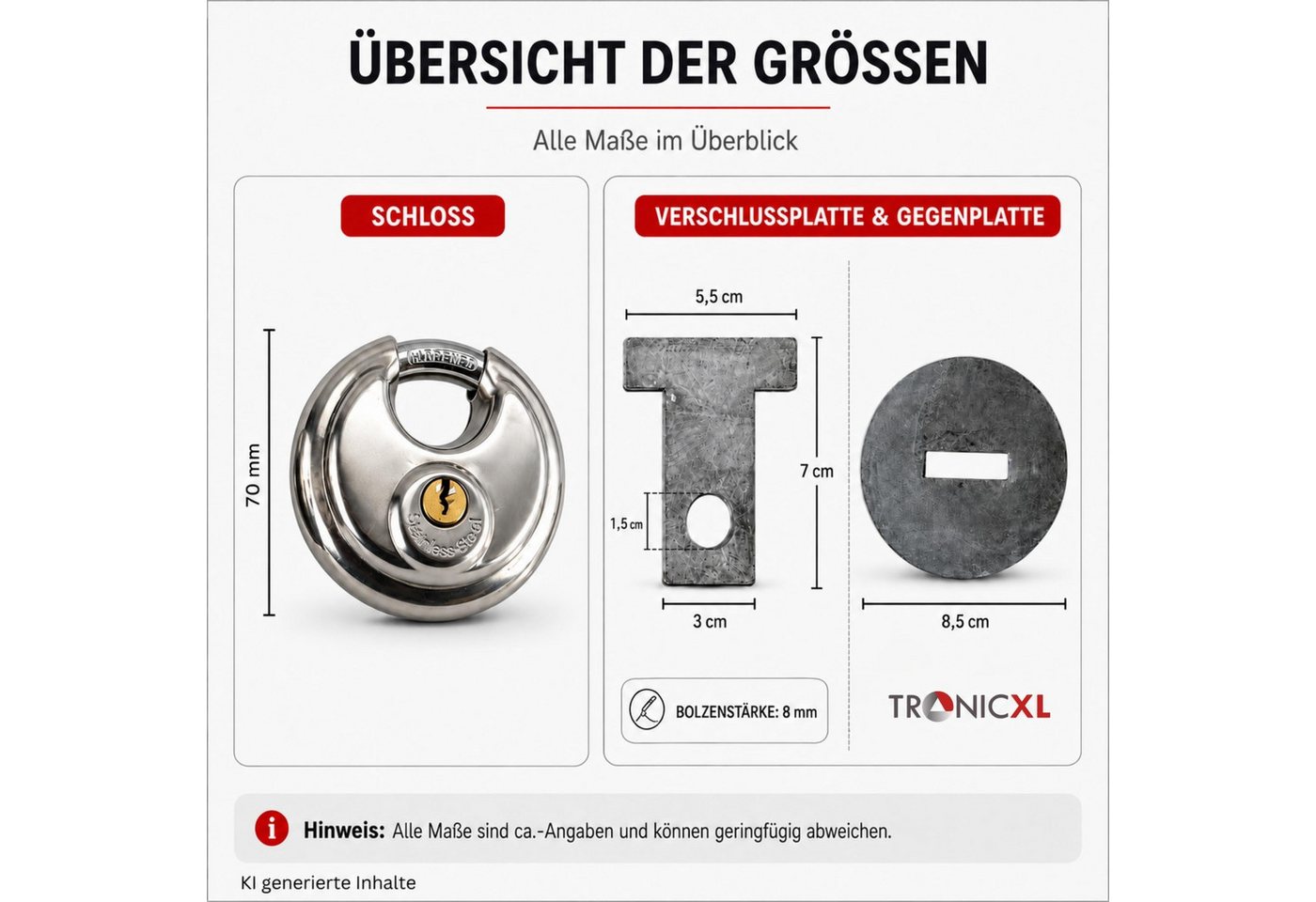 TronicXL Wegfahrsperre LKW Traktor Deichselschloss Schloss Anhänger für 40mm DIN-Zugösen, Zuggabelschloss Diebstahlsicherung
