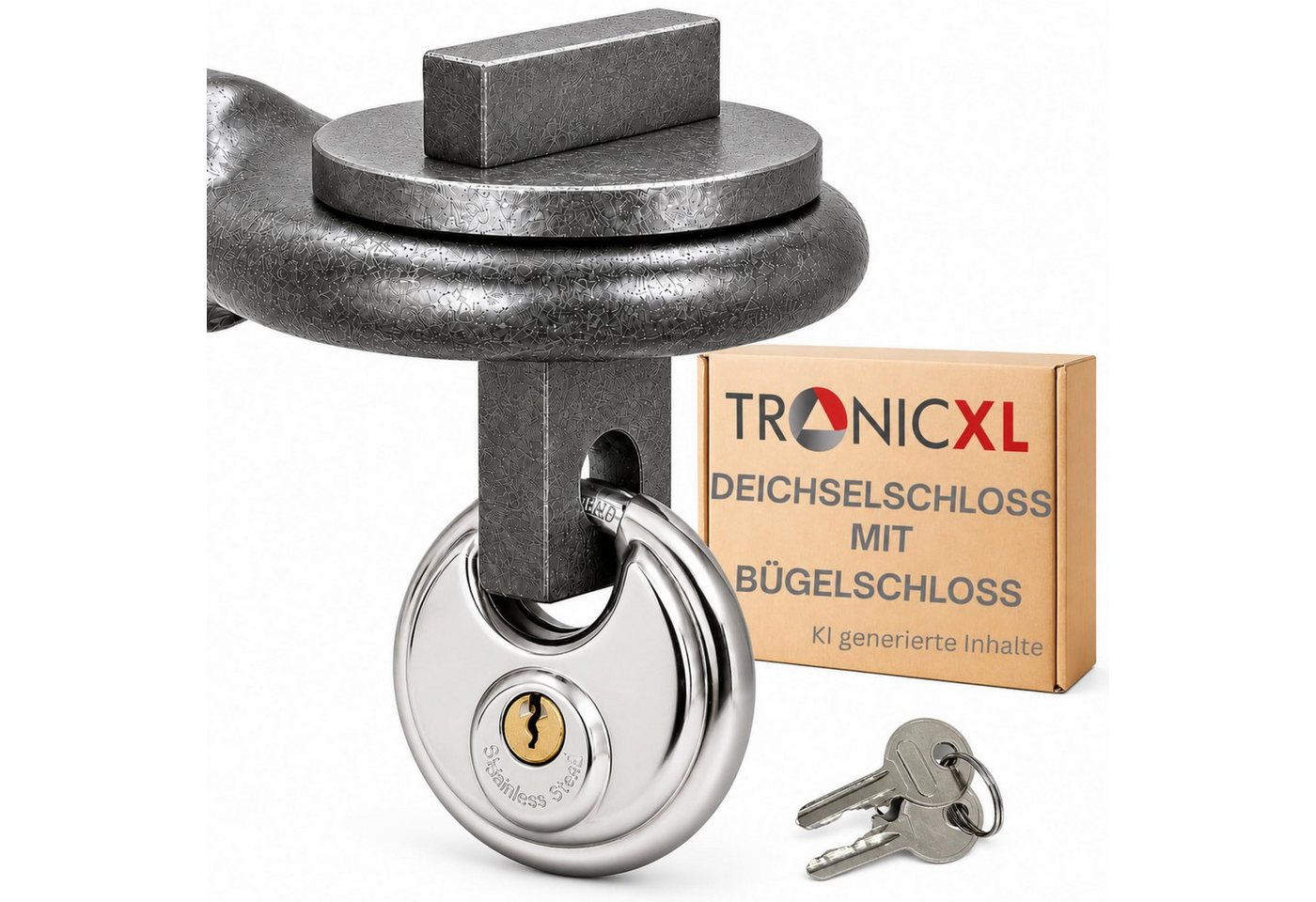TronicXL Wegfahrsperre LKW Traktor Deichselschloss Schloss Anhänger für 40mm DIN-Zugösen, Zuggabelschloss Diebstahlsicherung Bild 2