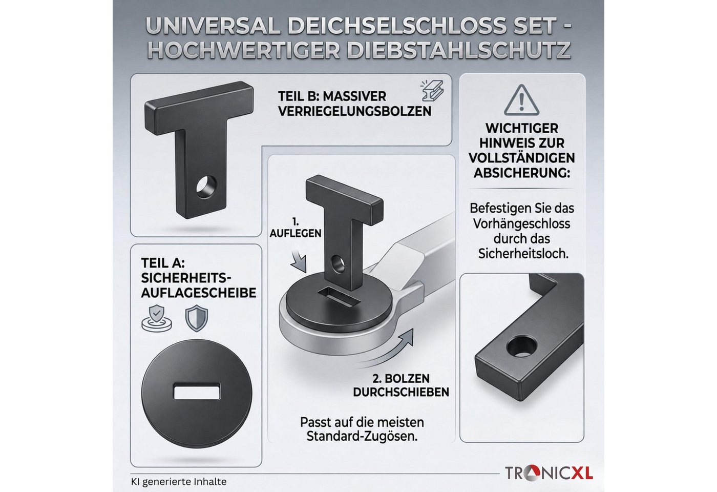TronicXL Wegfahrsperre LKW Traktor Deichselschloss Schloss Anhänger für 40mm DIN-Zugösen, Zuggabelschloss Diebstahlsicherung Bild 4