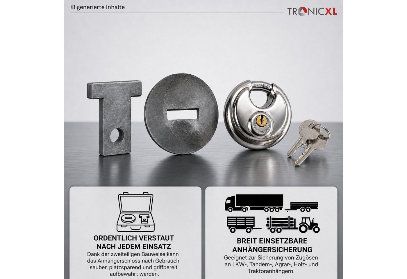 TronicXL Wegfahrsperre LKW Traktor Deichselschloss Schloss Anhänger für 40mm DIN-Zugösen, Zuggabelschloss Diebstahlsicherung Bild 5