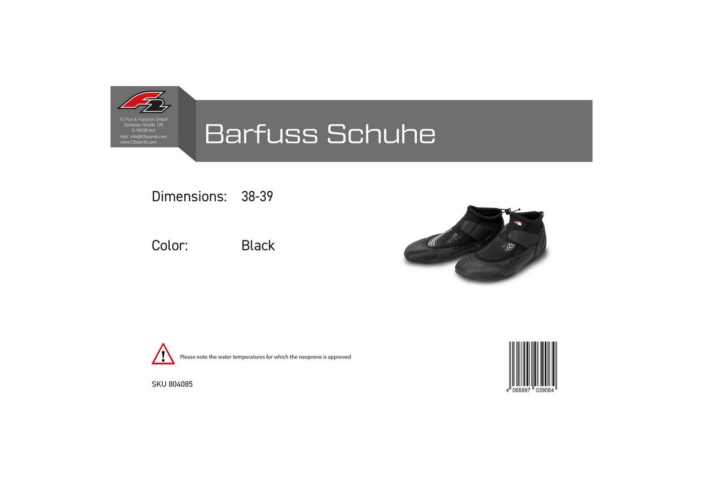 F2 F2 Neopren Schuhe Barfuss Schuhe Surfschuhe 38-39 Schwarz Neoprenschuh Bild 3