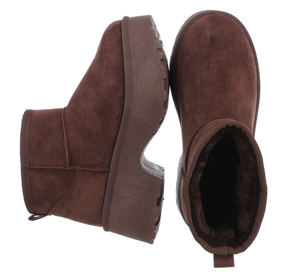 Ital-Design Plattform Ankle Boots für Damen – Stilvoll & Bequem Snowboots (90503046) Blockabsatz Stiefeletten in Braun Bild 3