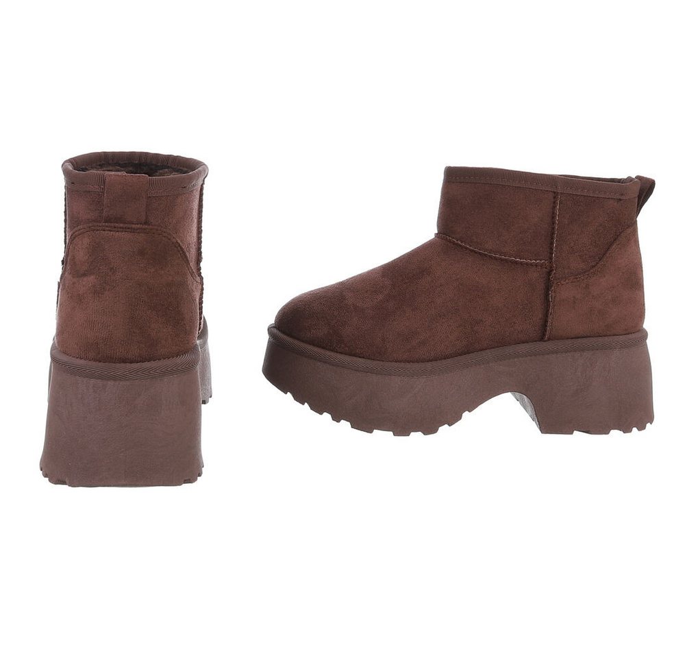 Ital-Design Plattform Ankle Boots für Damen – Stilvoll & Bequem Snowboots (90503046) Blockabsatz Stiefeletten in Braun Bild 4