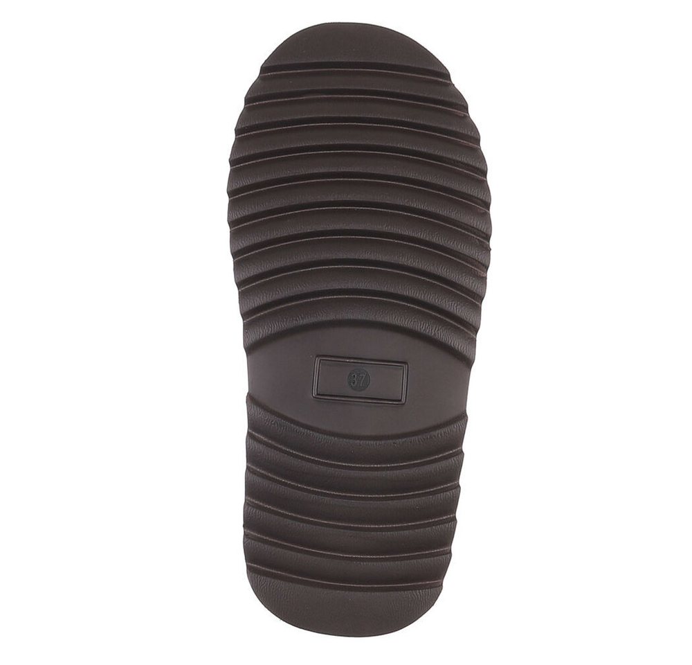 Ital-Design Echtleder Damen Slip-on Plateau Clog mit Profilsohle Snowboots (92392435) Flach Stiefeletten in Braun Bild 4