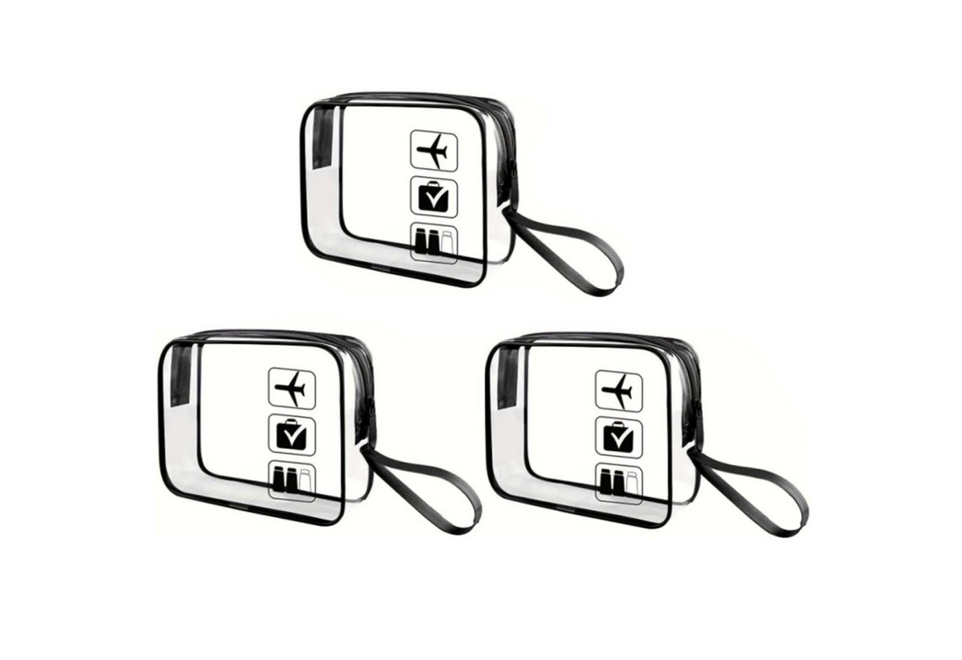 MOPUEA Kosmetiktasche Kosmetiktasche Transparent 3er Set PVC Wasserdicht tragbar Reise (3er Set, mehr Ordnung ohne extra Taschen kaufen nötig, Drei Größen helfen, alles schnell getrennt zu verstauen), Transparent, dicht, robust, kein Suchen mehr unterwegs