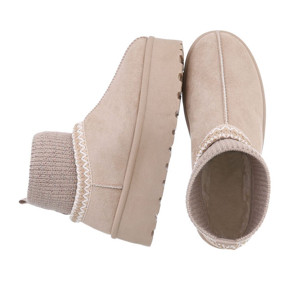 Ital-Design Damen Snowboots Freizeit Snowboots (87475175) Flach Stiefeletten in Beige