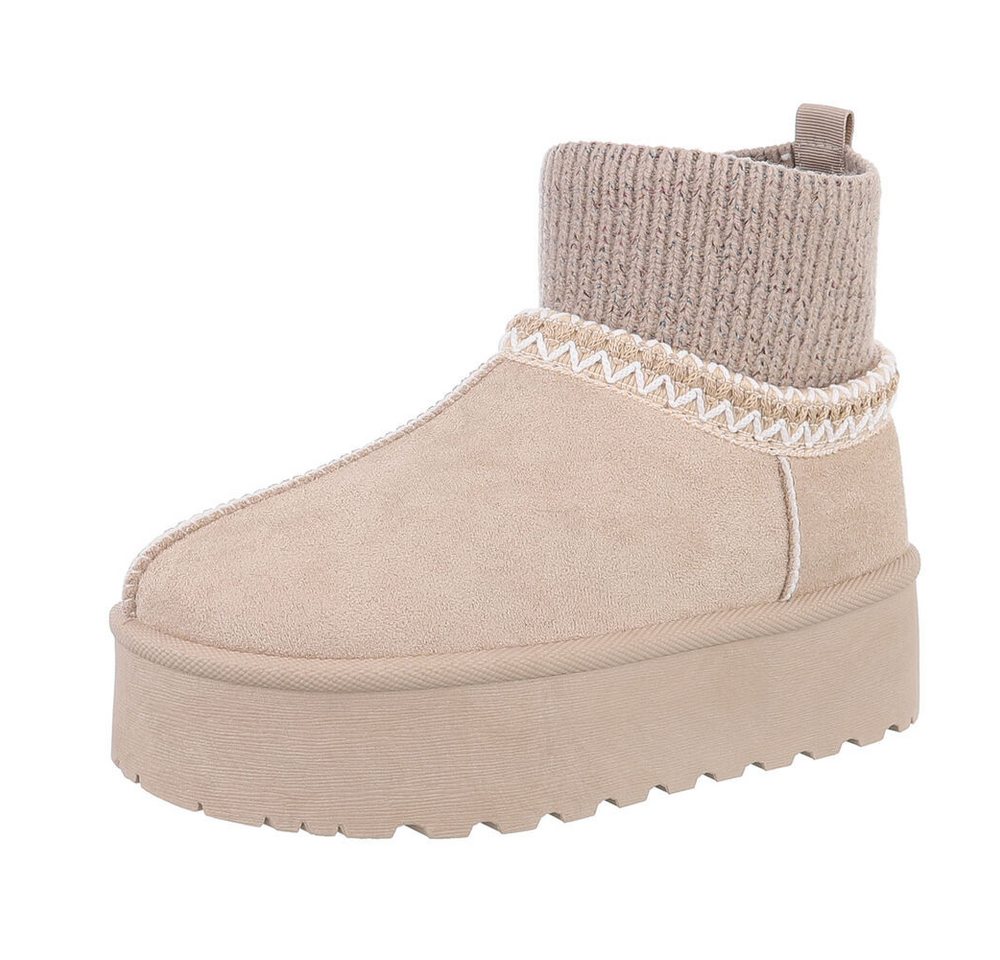 Ital-Design Damen Snowboots Freizeit Snowboots (87475175) Flach Stiefeletten in Beige Bild 2