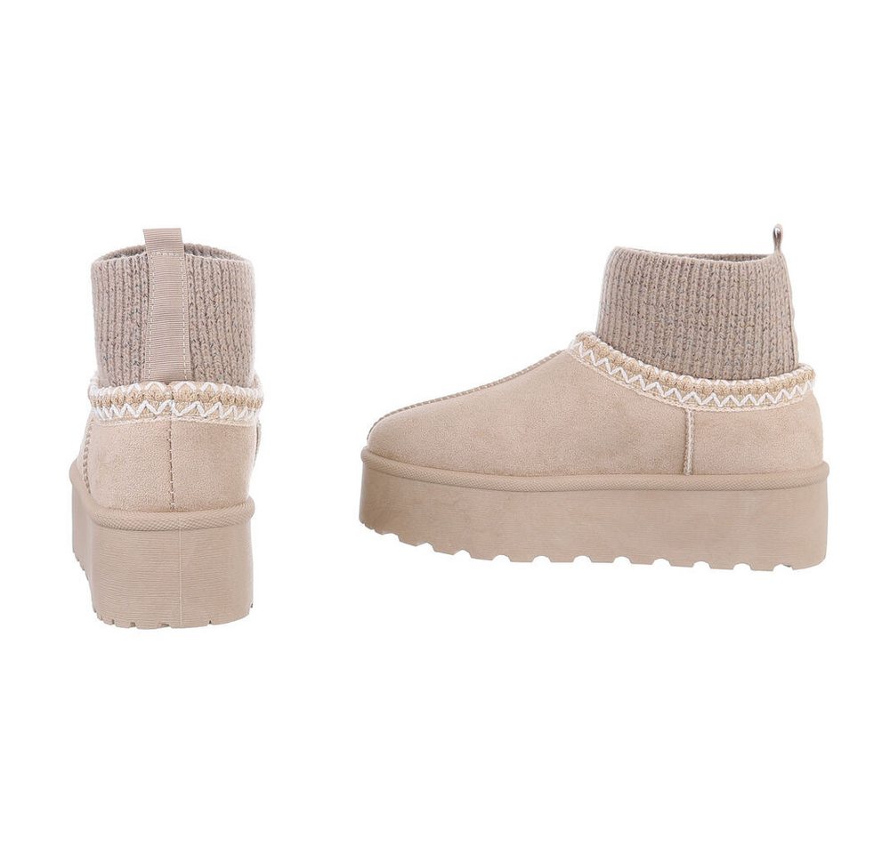 Ital-Design Damen Snowboots Freizeit Snowboots (87475175) Flach Stiefeletten in Beige Bild 3