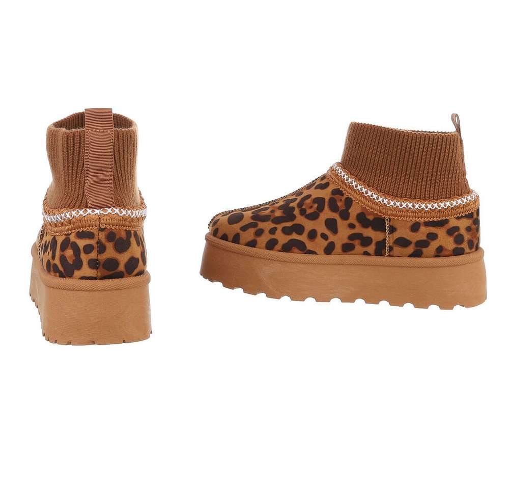 Ital-Design Damen Snowboots Freizeit Snowboots (88519218) Flach Stiefeletten in Braun