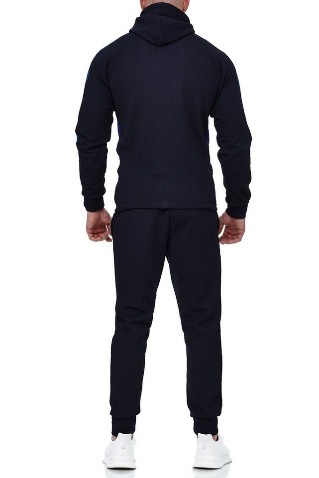 L.gonline Freizeitanzug Herren Jogging-ANZUG, mit Bündchen und Tunnelzug (Kapuzenjacke mit Reißverschluss, Hose, 2-tlg., im modischem Design), Fitness Freizeit Casual Bild 2