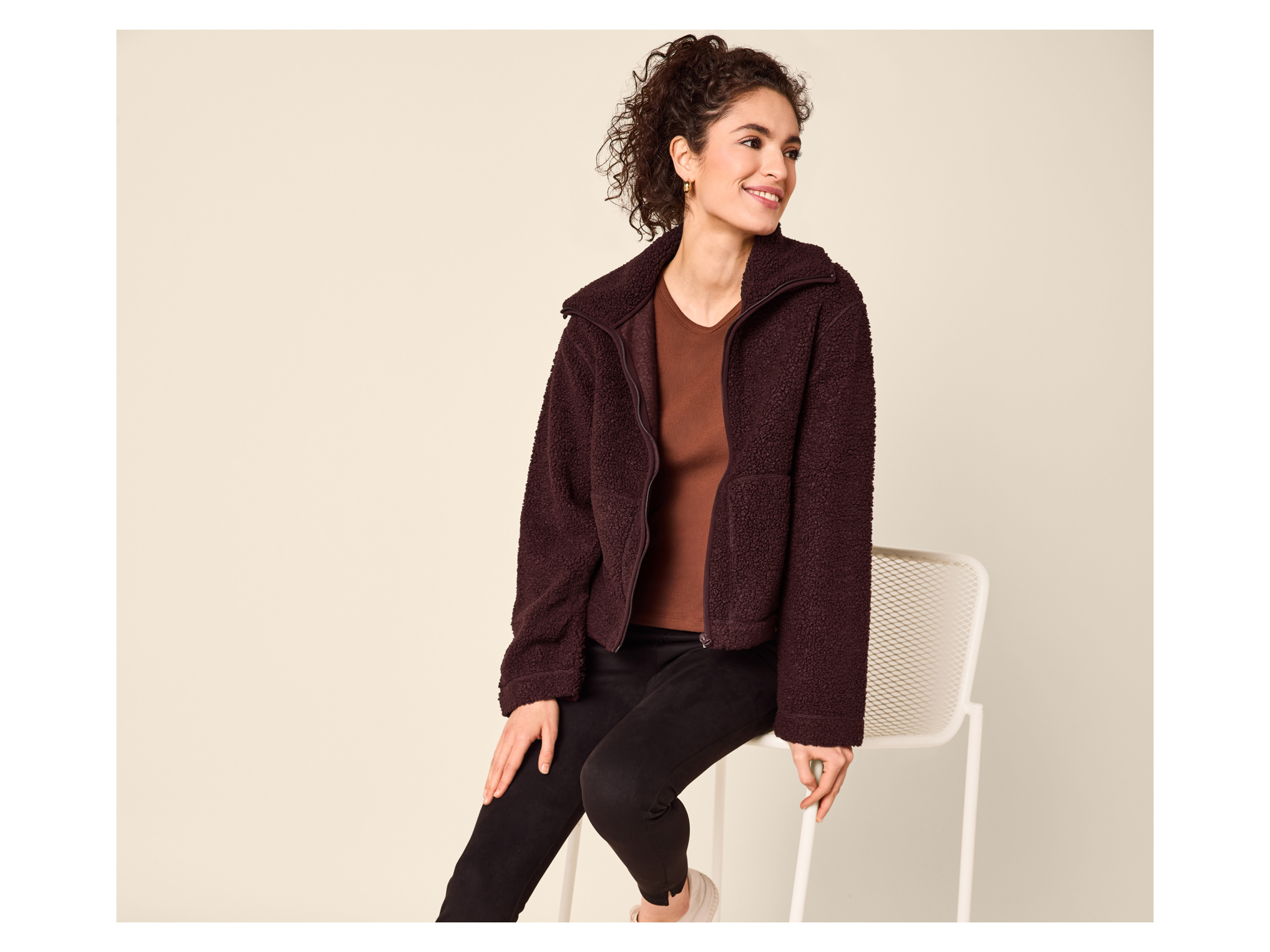 ESMARA® Damen Teddyfleece-Jacke (Rot, XS(32/34))