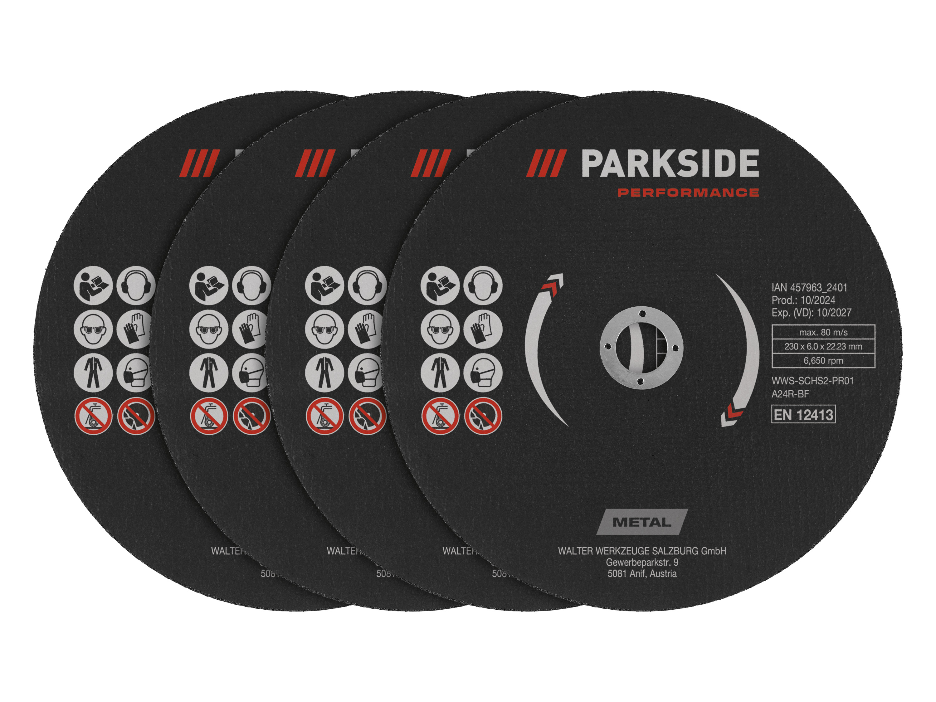 PARKSIDE PERFORMANCE® Winkelschleiferzubehör 230mm (Achtung: LV OSBE/CZ) (Trennscheiben 4 tlg.)