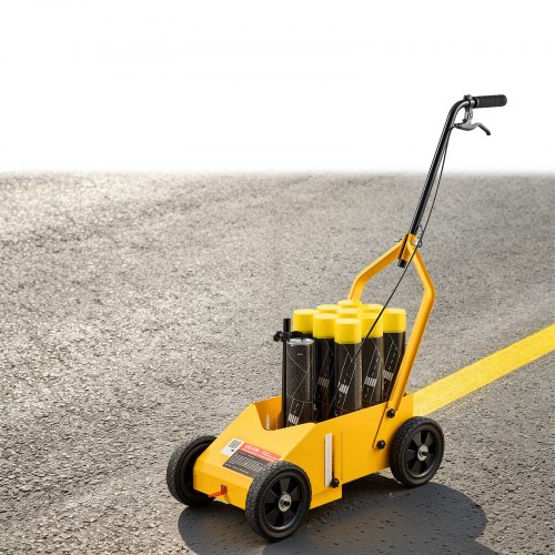 VEVOR Markierungswagen Linien-Markiergerät Linemarker 9 Spraydosen Gelb, Bodenmarkierung für Parkplatz Werkstatt Straße Einkaufszentrum Sportplatz 50–100 mm Einstellbare Linienbreite mit Adapterdüse