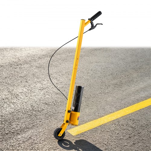 VEVOR Markierstock Markierstange Markierwagen Markierungsroller 1 Rad Gelb, Bodenmarkierung für Parkplatz Werkstatt Straße Einkaufszentrum Sportplatz, Kohlenstoffstahl, 3 Linienformen, mit Adapterdüse