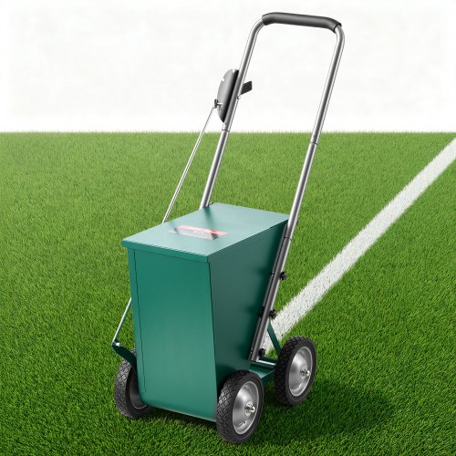 VEVOR Markierwagen Linien-Markiergerät Trocken 22,7 kg Pulverkapazität Grün, für Rasenfläche Feld & Sportplatz, Stahlkonstruktion, 50-100 mm Einstellbare Linienbreite, Klare & Gleichmäßige Markierung