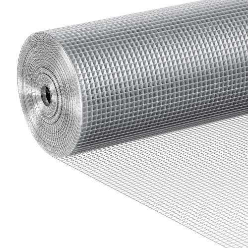 VEVOR Drahtgeflecht 915mmx15,24m Volierendraht 23 Gauge Maschendrahtzaun, Feuerverzinkte Maschendrahtrolle 6,35x6,35mm Maschenweite Maschendraht für Kaninchenkäfige Kleine Nagetiere