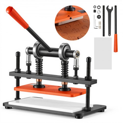 VEVOR Leder Stanzmaschine 280x140 mm Lederschneidemaschine Lochmaschine, Handpresse zum Prägen & Stanzen von Leder Stoff Papier Silikon, 1,5 t Druck, 12 mm Hub, zwei Führungswellen Stahlkonstruktion