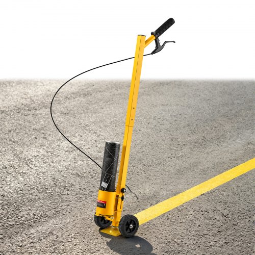VEVOR Markierstock Markierstange Markierwagen Markierroller 2 Räder Gelb, Bodenmarkierung für Parkplatz Werkstatt Straße Einkaufszentrum Sportplatz, Kohlenstoffstahl, 3 Linienformen, mit Adapterdüse