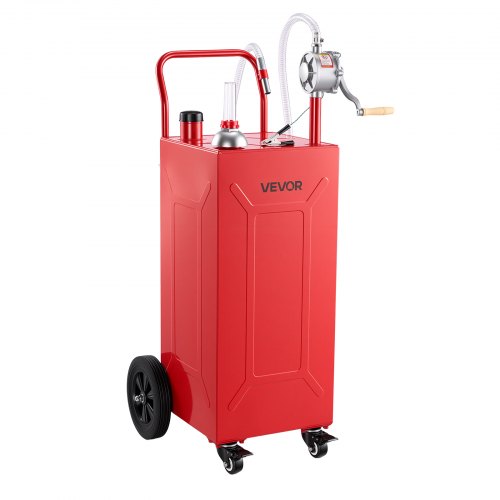 VEVOR 113,6L Kraftstofftrolley Mobile Tankanlage mit Manueller Pumpe Rot, Tragbarer Kraftstoffbehälter für Auto Rasenmäher Boot, Mit 4 Rollen & Ölstandsanzeige, Für Benzin & Diesel, Kohlenstoffstahl