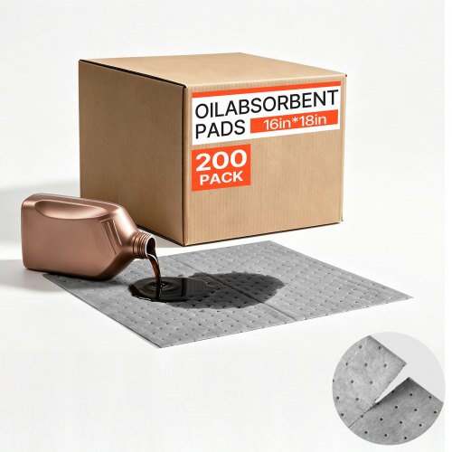 VEVOR 200 Stk. Ölsaugtücher 410x460mm Auffangmatten für Öl & Wasserbasis, Universelle Saugmatten zum Reinigen für Lager Werkstatt Garage Labor, 3-Lagige Polypropylen-Struktur, Saugstark, mit Box