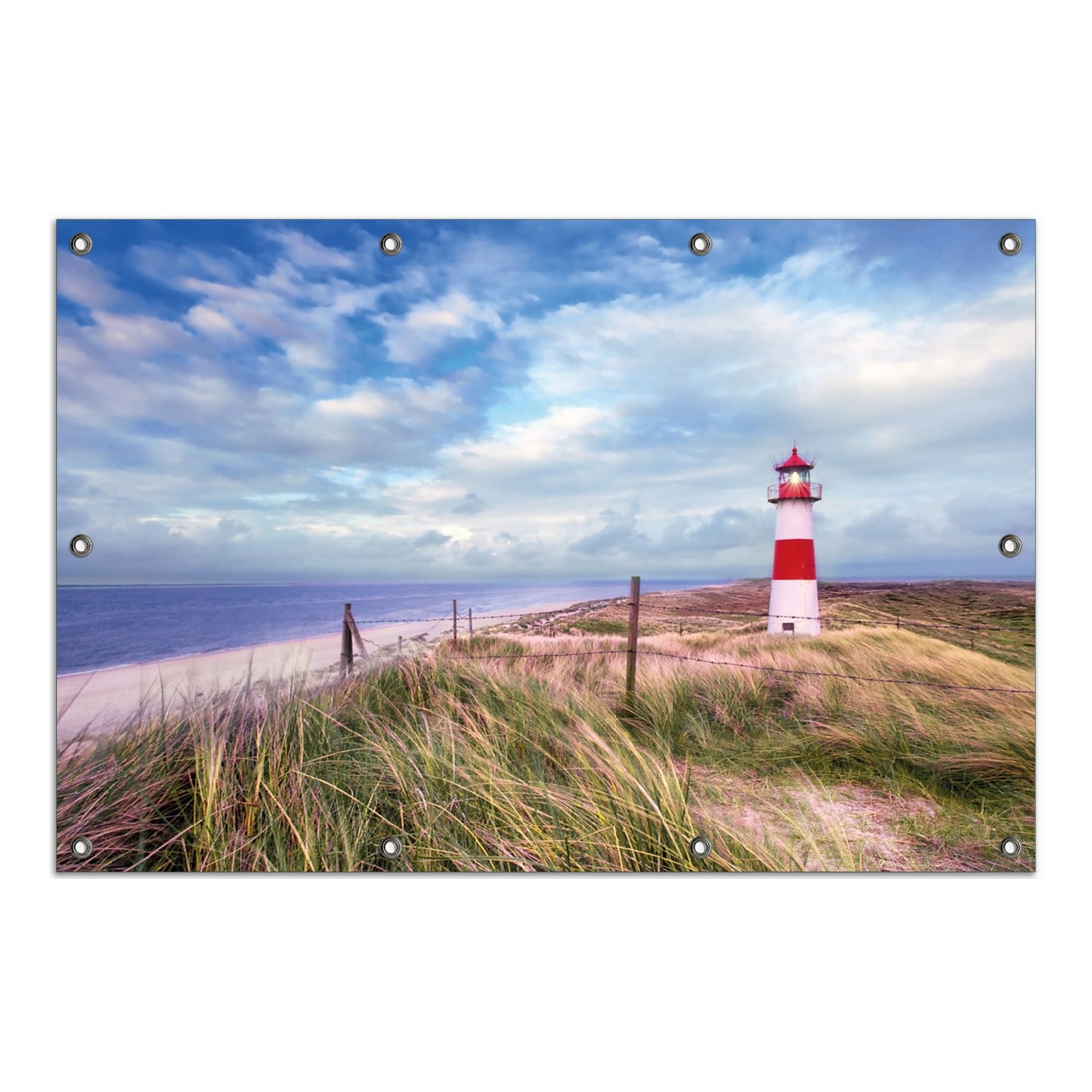 Wallario Gartenposter ca. 60 x 90 cm Leuchtturm am Strand von Sylt