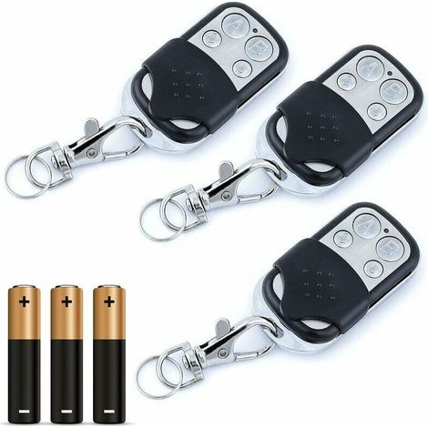 Télécommande Portail Universelle, Fréquence 433,92 Mhz Pour Portail Automatique, Large Rayon - Télécommande Universelle Pour Portail Programmable Code Fixe Batterie 12 V Incluse (lot De 3 Pièces)