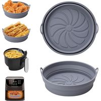 Bravix Moule Silicone Air Fryer, 2 Pièces Moule Accessoire Pour Airfryer Réutilisable Panier Friteuse À Air Chaud Plat Pot Ronde Pliable Doublure Liner Pour Friteuse Air, Micro-ondes, Four
