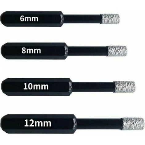 Forets Diamant Professionnels Pour Carrelage, Céramique, Verre Et Pierre - Coffret De 4 Mèches Diamantées (6mm, 8mm, 10mm, 12mm) - Scies-cloches Pour Grès Cérame Et Tuilesdyk-alovez