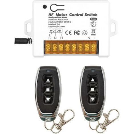 Interrupteur De Télécommande De Volet Roulant Sans Fil Contrôleur De Récepteur Relais Ca 90v 250v 3a Avec 2 Émetteurs Moteur De Commande Radio Avancer Et Reculer