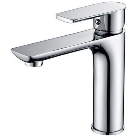 Mitigeur Lavabo Robinet De Salle De Bains Avec Poignée Carrée En Laiton Mélangeur De Lavabo Froid Et Chaud Avec Levier Unique,argent(pas De Tuyau)