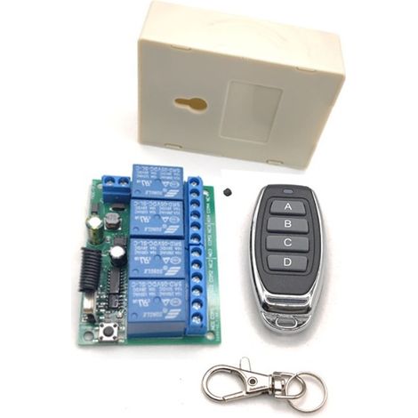Commutateur De Télécommande Sans Fil Dc 12v 24v 4ch, Récepteur De Relais Radiofréquence Dc 6-30v 10a 4 Canaux 433mhz Avec 2 Émetteurs Rf, Pour Lumières, Porte De Garage, Moteur, Auvent