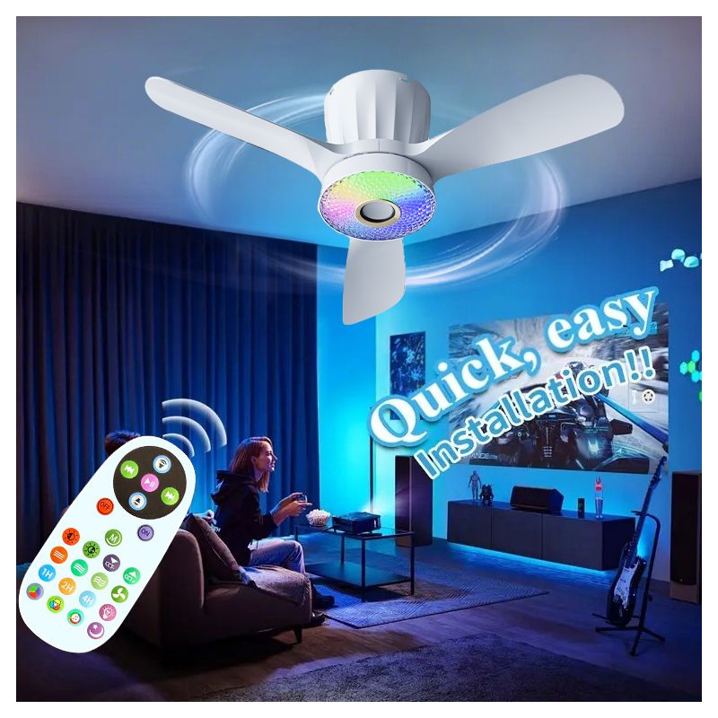 60 Cm Deckenventilator Mit Licht, Fernbedienung/app, Intelligenter Deckenventilator Mit Musiklautsprecher, 3 Geschwindigkeitsstufen