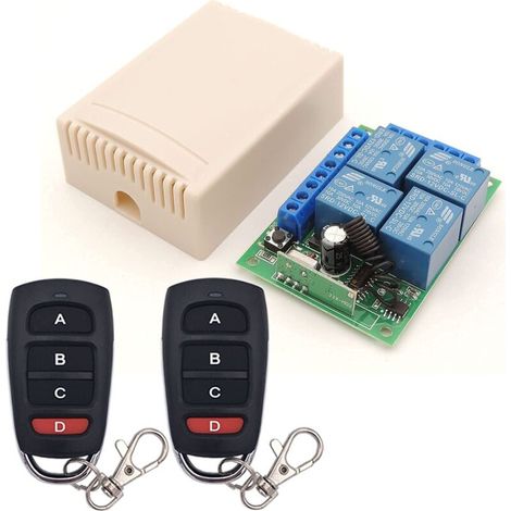 Commutateur De Télécommande Dc 12v 4ch 433mhz Rf Module Récepteur De Relais Sans Fil Avec 2 Émetteurs, Pour Coffre De Camion, Moteur, Garage, Serrure Électrique, 3 Modes De Fonctionnement