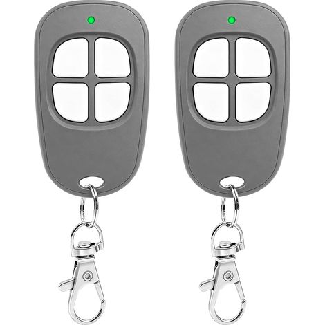 Lot De 2 Aam0049 Télécommande Portail Garage 4 Canaux, 433.92mhz Compatible Scs Motorisation Portail Et Porte De Garage(gris)