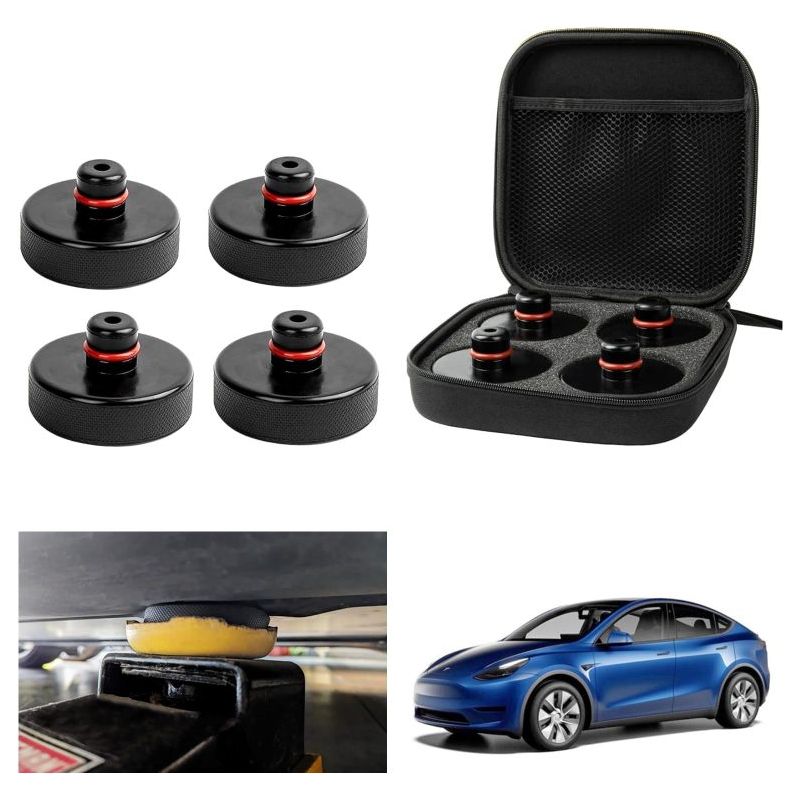 4-teilige Gummi-wagenheberauflagen, Kompatibel Mit Tesla Model Y, Juniper, Model 3, Highland Sx, Mit Aufbewahrungsbox Und Stabilisatoren Für Hebepunkte
