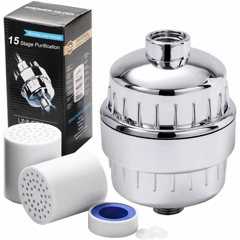 15-stufiges Duschfilter-set Mit 2 Filterkartuschen, 2 Silikonbändern Und Dichtungen, Wasserhahnfilter Für Dusche, Waschbecken Und Küchenarmatur