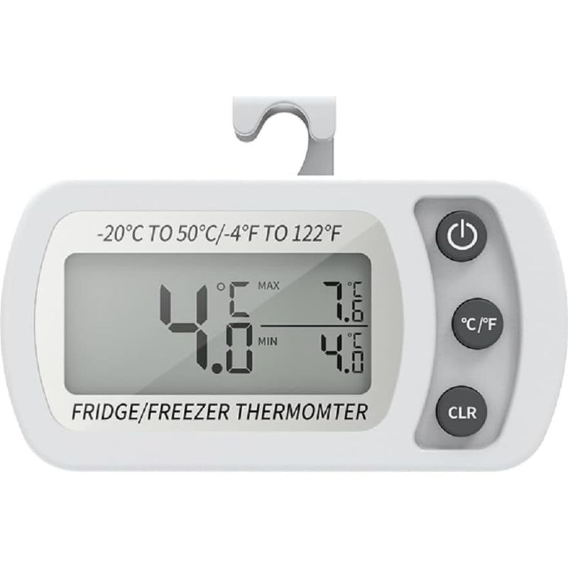 Digitales Kühlschrankthermometer, Wasserdichtes Gefrierschrankthermometer Mit Haken, Gut Lesbares Lcd-display, Max/min-speicherfunktion, Ideal Für Zuhause Und Gastronomie