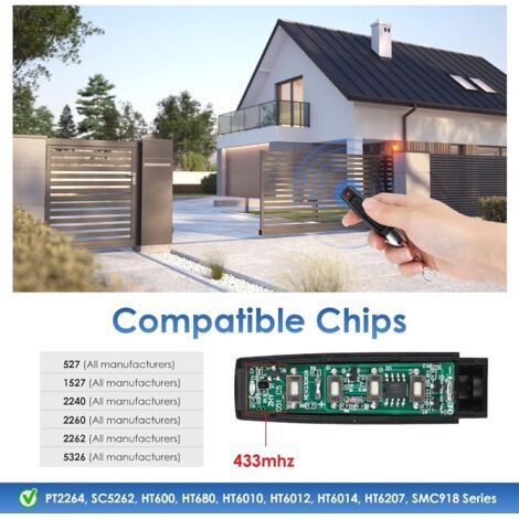 Trois Télécommandes De Porte De Garage 433 Mhz, Télécommandes De Porte De Garage Sans Fil, Télécommandes De Porte De Garage Portables, Portée Effective Jusqu'à 50 Mètres.