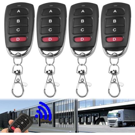 Rhg 4pcs Telecommande Portail Universelle, Duplicateur Multicode À 4 Boutons 433 Mhz, Telecommande Garage Bip Portail Universelle Pour Porte Électrique Pour Porte De Garage