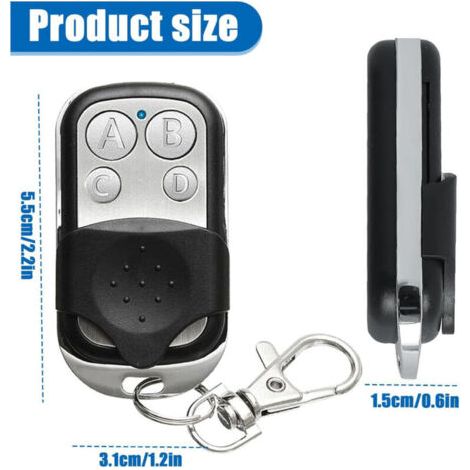 Télécommande Universelle À Quatre Boutons Pour Porte De Garage, Fréquence 433/92 Mhz, Clonage Possible.