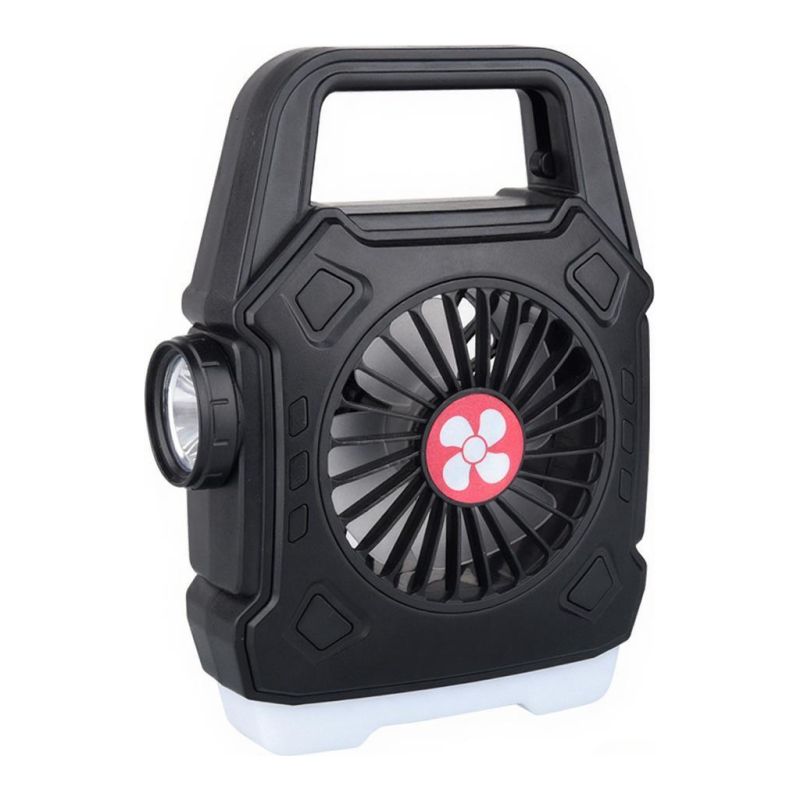 Multifunktionaler Campingventilator Mit Usb-aufladbarer Taschenlampe, Ideal Zum Wandern, Angeln Und Für Outdoor-aktivitäten
