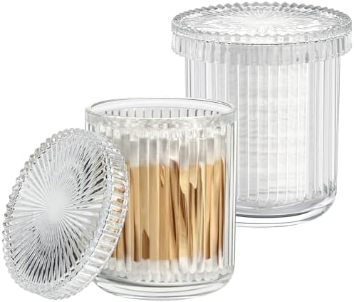 Glasbehälter Mit Deckel Für Wattestäbchen, Aufbewahrungsflasche Für Badezimmerartikel, Aufbewahrungsbox Für Wattepads, Ohrpolster Und Zahnseide-sticks