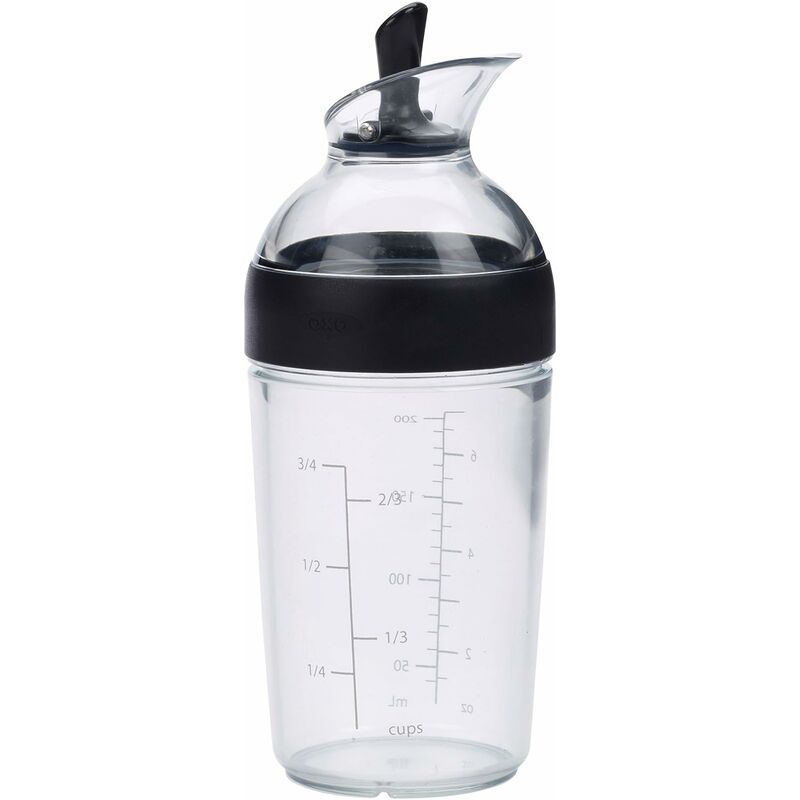 Kompakter Salatdressing-shaker – Salatdressing-shaker – Transparente Flasche – Schwarz