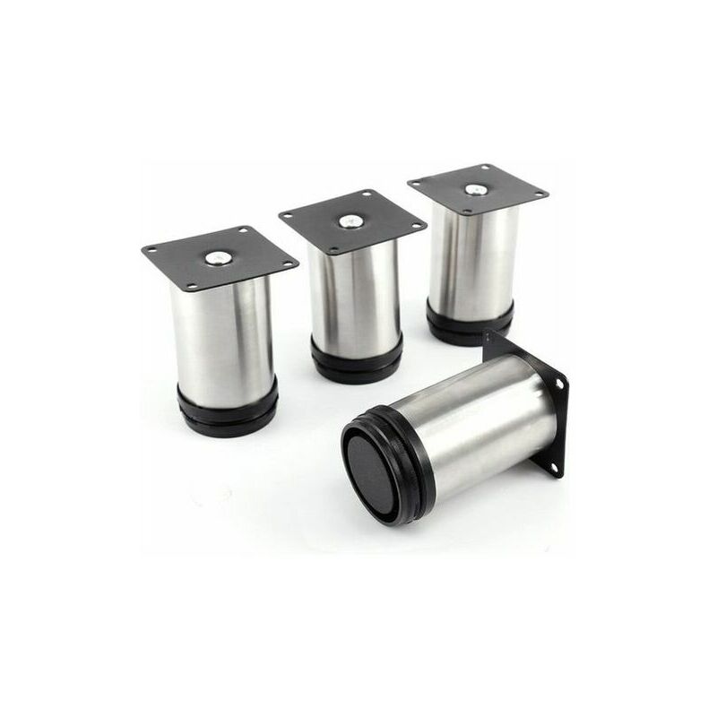 Stücke Möbelbeine Metall Tischbeine Metall 5 Cm Rund Möbelbeine Aus Gebürstetem Edelstahl Höhenverstellbare Tischbeine Gesamthöhe Verstellbar 80 Mm Basisbeine Tischbeine