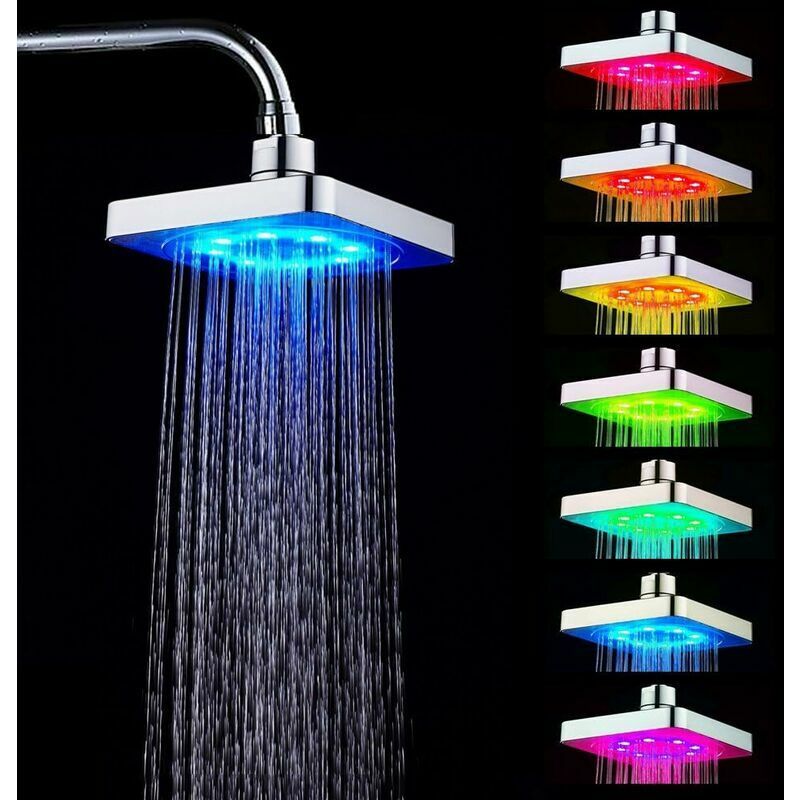 Wacent 7-farben-led-duschkopf, Romantischer 7-farben-duschkopf Für Die Dusche – Silber