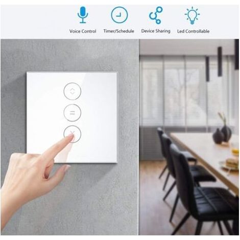 Interrupteur Wi-fi Pour Volet Roulant, Compatible Avec Alexa Et Google Home, Interrupteur Tactile Wi-fi Avec Minuterie Et Fonctions De Partage [fil Neutre Requis] (lot De 2)