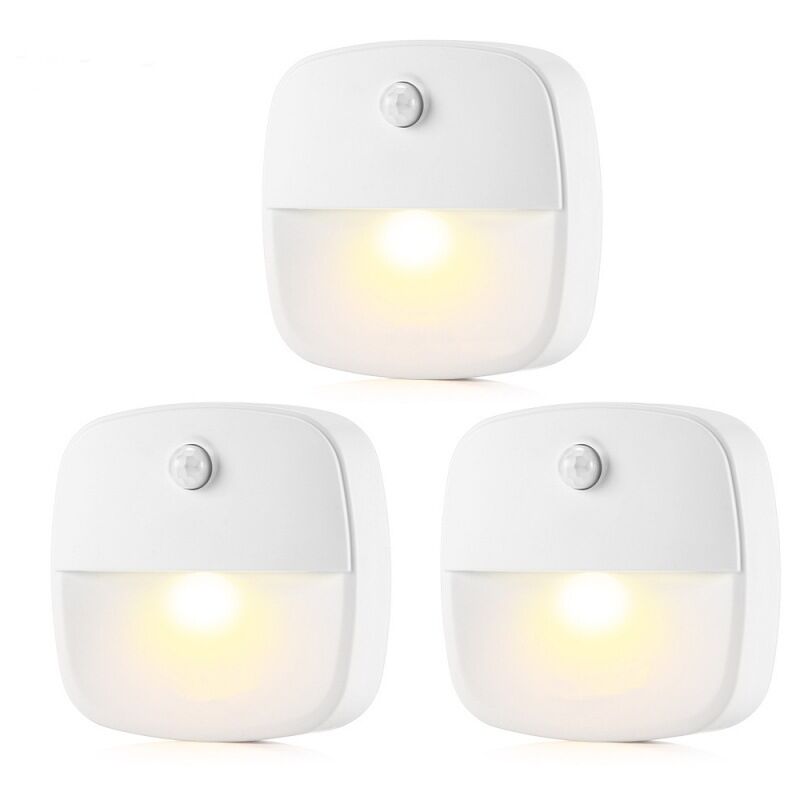 Bewegungsmelder-licht Für Den Innenbereich, Batteriebetriebenes Bewegungsmelder-licht, Automatisches Led-nachtlicht Für Schlafzimmer, Küche, Flur, Treppen, Sicher (warmweiß, 3 Stück)